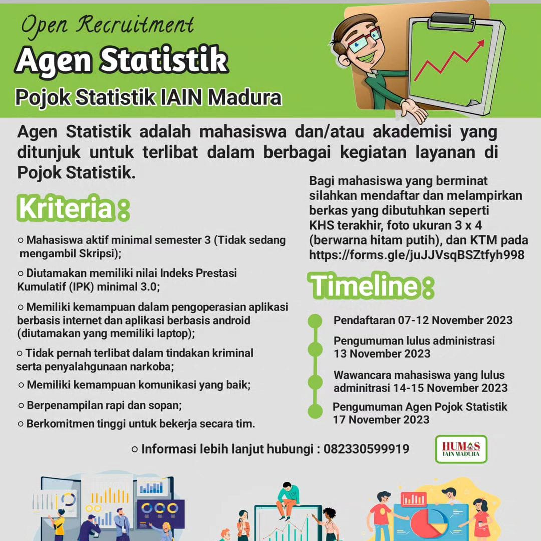 Open Recruitment Agen Statistik pada Pojok Statistik IAIN Madura Tahun 2023