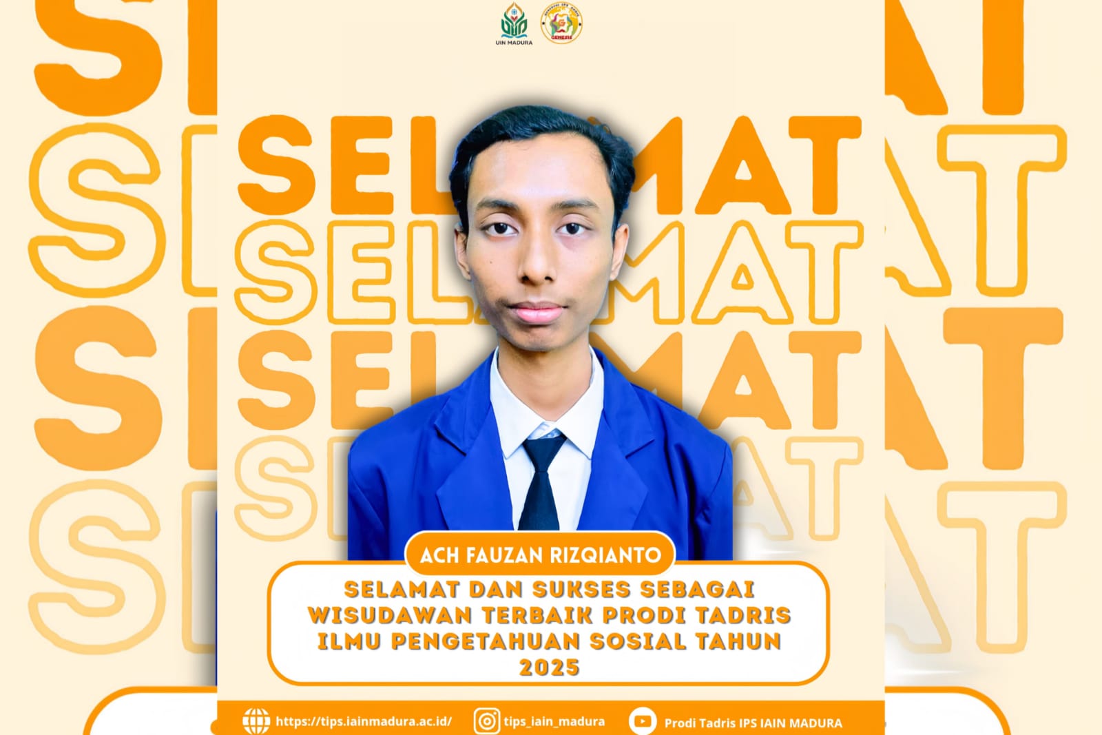 Ach. Fauzan Riskiyanto Raih Wisudawan Terbaik Prodi Tadris IPS dalam Wisuda Ke-41 IAIN Madura